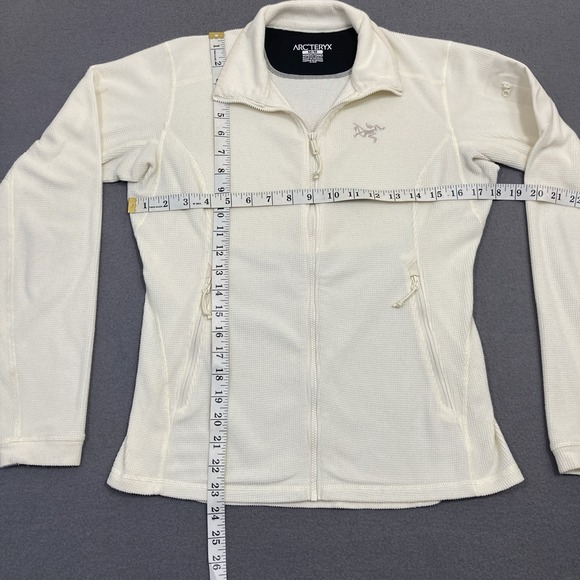 Arcteryx Delta LT Jacket Women Medium Cream Full Zip Polartec Waffle Knit Fleece - Picture 8 of 12